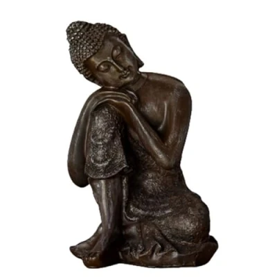 Obrázek Statue Buddha Thai Penseur Zen und Feng Shui Dekoration Objekt Glücksbringer Geschenkidee Büro, Schlafzimmer, Wohnzimmer ... Höhe: 18cm Farbe Bronze Zen&#039;Light