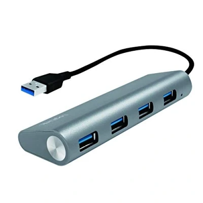 Obrázek LogiLink UA0307 USB 3. 0 Hub pro PC/notebook, 4 porty hliníkový kryt, stříbrný