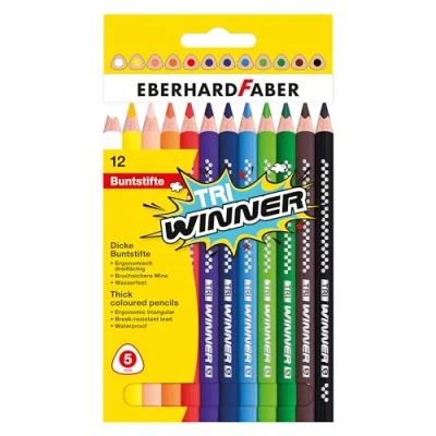 Obrázek Eberhard Faber 518412 sada pastelek TRI Winner, 12 nerozbitných barevných tužek, trojhranný tvar