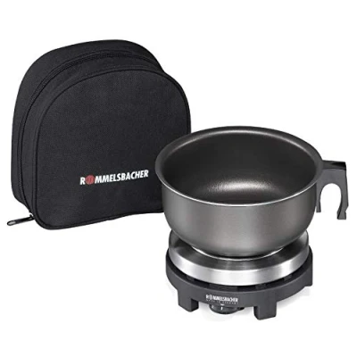 Obrázek ROMMELSBACHER Cestovní plotýnka RK 501/SU Made in Germany, litinová topná deska Ø 80 mm, s hliníkovým hrncem a pouzdrem, plynule nastavitelná, přepínatelná 115/230 V, ideální na cestování, 500 W,