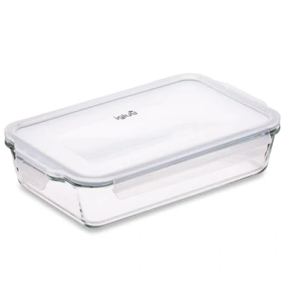 Obrázek Igluu Meal Prep Skleněná lasagne forma se vzduchotěsným zacvakávacím uzávěrem velká obdélníková pečicí bez BPA, do mikrovlnné trouby, mrazničky a myčky nádobí 2,2 l (Cook n Freeze)