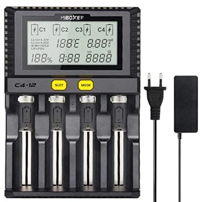 Obrázek Nejrychlejší nabíječka akumulátoru, MiBOXER 3A/šachta rychlé nabíjení AA AAA D 26650 18490 18350 18500 RCR123 Li Ion/IMR/INR/ICR/NI MH/NI Cd, LCD displej, inteligentní regulace teploty