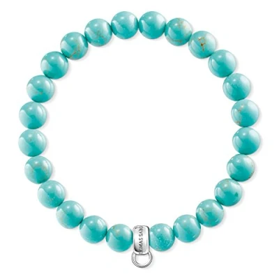 Obrázek Thomas Sabo Dámský náramek s přívěskem tyrkysový Charm Club 925 Sterlingové stříbro X0213 404 17 L18. 5, stříbro, tyrkysová
