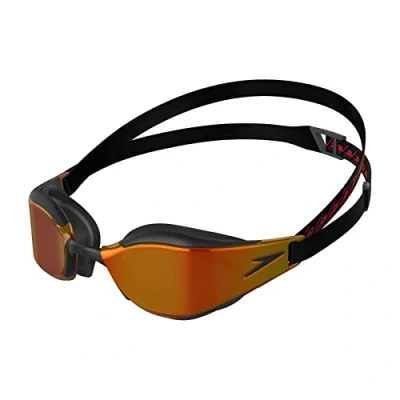 Obrázek Speedo Fastskin Hyper Elite Mirror Goggles, vylepšený design, komfortní styl, černé a stříbrné, unisex velikost pro dospělé