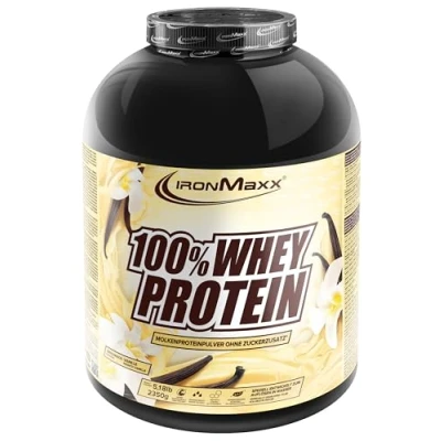 Obrázek IronMaxx 100% syrovátkový proteinový prášek plechovka francouzská vanilka 2350 g redukce cukru, ve vodě rozpustný ze syrovátkového proteinu mnoho různých příchutí