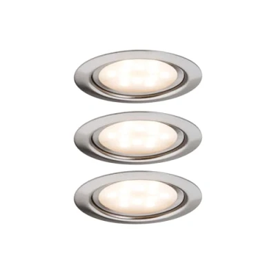 Obrázek Paulmann 93553 LED nábytková vestavná svítidla Micro Line 3dílná sada 3 x 4,5 W 65 mm železo kartáčované bodové světlo vestavné svítidlo, stříbrné