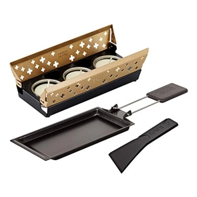 Obrázek KUHN RIKON Candle Light Mini švýcarský kříž raclette sada, zlatá, nepřilnavá grilovací tyčinka, s čajovou svíčkou
