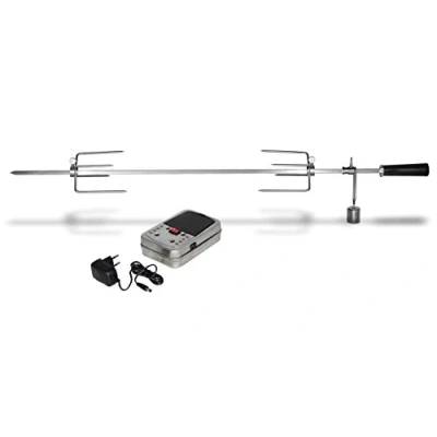 Obrázek Enders® Grilovací špíz 7904 pro plynový gril CHICAGO 3 hořáky, sada z ušlechtilé oceli, s motorem + závěsné drápy, otočný špíz, rotační 100 x 5 cm