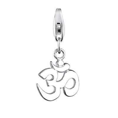 Obrázek Elli Charm dámský Óm symbol síly talisman ze sterlingového stříbra 925, Fazetový brus, Bez drahokamu