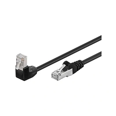 Obrázek Goobay 94182 CAT.5e F/UTP patch kabel 90 úhel nahoru, rovný / nahoře úhlový síťový kabel, dvojitě stíněný, 5 metrů, bílý