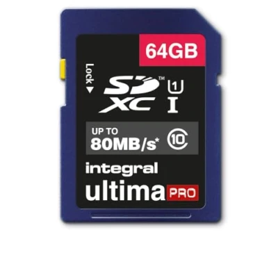 Obrázek Integral SDXC 64GB class 10 UltimaPro UHS 1 paměťová karta až 80 MB/s přenosová rychlost