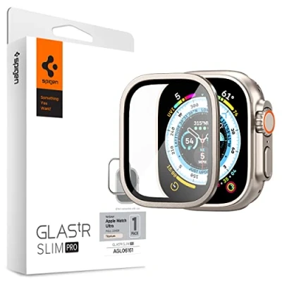 Obrázek Spigen Sklo. tR Slim Pro ochranná fólie kompatibilní s Apple Watch Ultra 2/1, 49 mm, titanová, odolná proti poškrábání, dotyková responzivní, tvrdostí 9H
