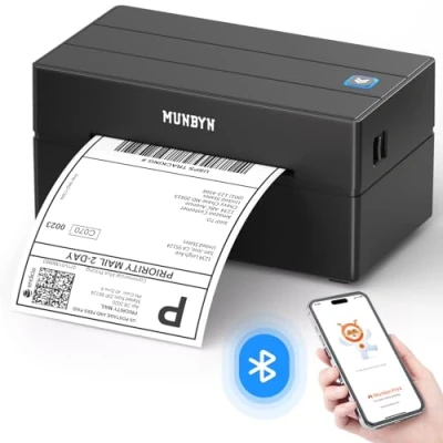 Obrázek MUNBYN Bluetooth tiskárna štítků DHL, Label Printer 4x6, Tepelná pro Shopify, Ebay, Etsy, Amazon, Evri, DPD,UPS, FedEx, ITPP130B černá