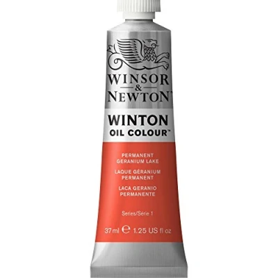 Obrázek Winsor &amp; Newton 1414480 Winton, jemná kvalitní olejová barva 37 ml tuba s rovnoměrnou konzistencí, odolná vůči světlu, vysoká krycí síla, bohatá na barevné pigmenty permanentní lak pelargónie