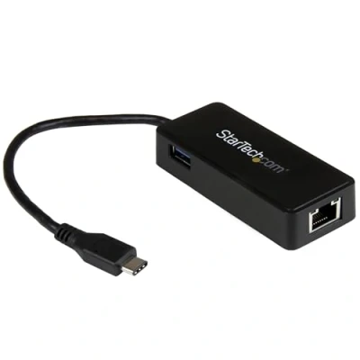 Obrázek StarTech.com USB C na Gigabit síťový adaptér s extra portem kompatibilní Thunderbolt 3 černý