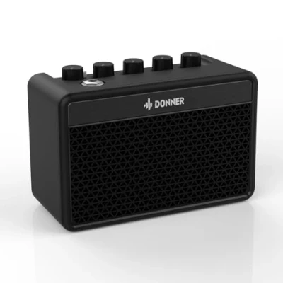Obrázek Donner Mini kytarový zesilovač Combo Amp 5 W, přenosná dobíjecí kytara s britským retro zvukem, čistými a overdrivemi kanály (DA 10)