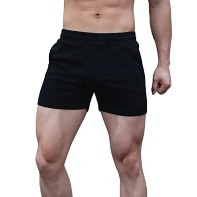 Obrázek Muscle Alive sportovní kalhoty pánské krátké fitness studio bodybuilding bavlna běžecké šortky, 8003 černá