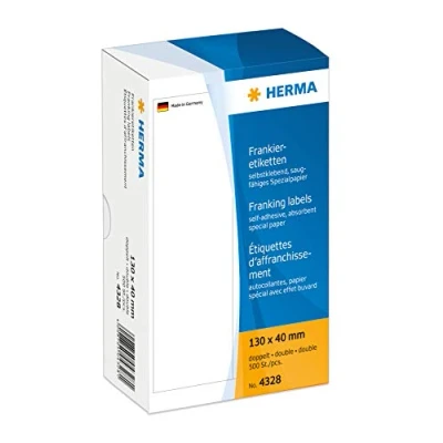 Obrázek HERMA 4328 francouzské etikety pro stroje, dvojité (130 x 40 mm, speciální papír, matné), samolepicí, permanentní přilnavé, 500 etiket, bílé