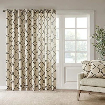 Obrázek Madison Park Saratoga Einzel Fenstervorhang, Lichtfilterung, Laubarbeit Druck, 1 Panel Ösen Vorhang für Wohnzimmer, Schlafzimmer und Wohnheim, 100 x 84, Khaki