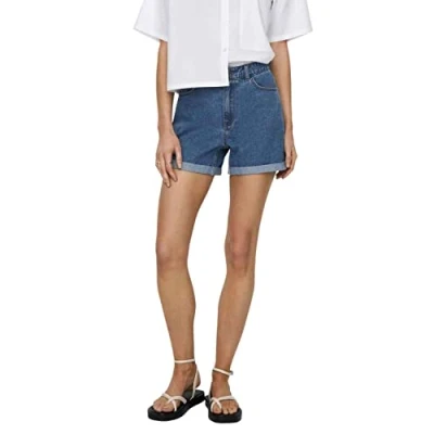 Obrázek ONLY Damen Shorts high Waist 5 Pocket Design Knopfleiste Reißverschluss Kurze Bermudas, Farben:Blau 3, Größe:S