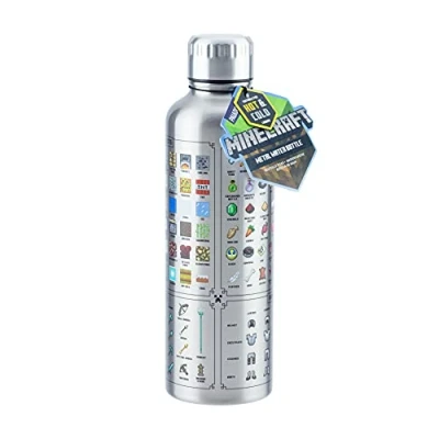 Obrázek Minecraft Metall Trinkflasche Offiziell lizenziert, auslaufsicher, für heiße &amp; kalte Getränke, mit In Game Items, Geschenk Fans, 470 ml (16 Fl Oz)