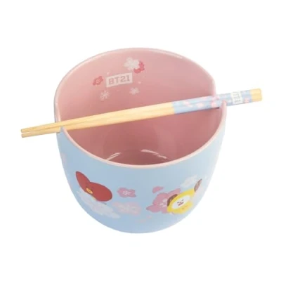 Obrázek Grupo Erik Ramen Bowl miska BT21 keramická 12,5 x 9,4 cm 1400 ml s hůlkami na jídlo Oficieller výrobek pro fanoušky