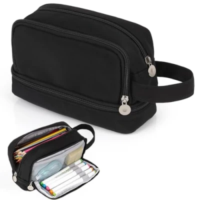 Obrázek Alyvisun Penál na Tužky Velká kapacita Etui se 3 přihrádkami pro chlapce a dívky, robustní psací potřeby organizér Pencil Case s držadlem do školy kanceláře