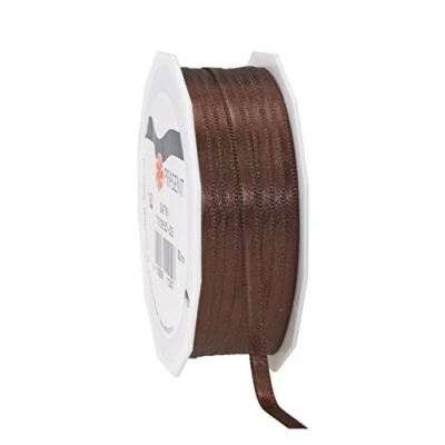 Obrázek PRÄSENT C.E. Pattberg Satin Espresso, 50 m Satinband zum Einpacken von Geschenken, 6 mm Breite, Geschenkband Dekorieren &amp; Basteln, Dekoband, Anlass