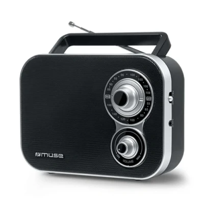 Obrázek Muse M 051R přenosné retro rádio, UKW a MW, napájení ze sítě baterie, teleskopická anténa, AUX In černé