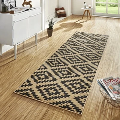 Obrázek HANSE Home koberec běhoun Nordic 80 x 250 cm kobercový měkký s krátkým vlasem, moderní kosočtvercový design, na chodbu, ložnici, dětský pokoj, koupelnu, obývací kuchyň, dekorační hnědý