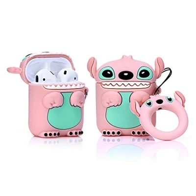 Obrázek YIGEYI Silikonové pouzdro kompatibilní s Airpods 1 &amp; 2 Funny Cute 3D Cartoon Case Cover[lehká animační série kreslených filmů] (Angel)