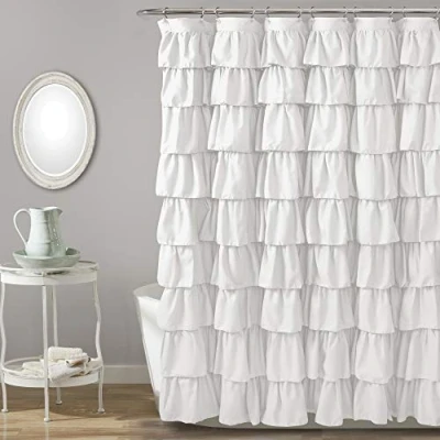 Obrázek Lush Décor 19211 volánkový závěs do sprchy bílý