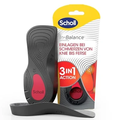 Obrázek Scholl Ortopedické 3/4 vložky do rovnováhy, při bolestech kolen a paty, pro zmírnění bolesti paty hluboká skořepina podpora klenby chodidla velikost 37 39. 5