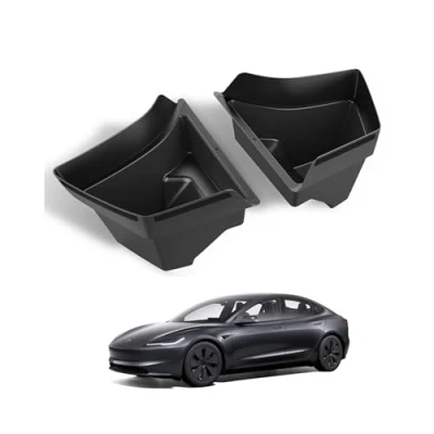 Obrázek Spigen organizér do zavazadlového prostoru Tesla Model 3 Highland 2024, prostoru, úložný koš, protiskluzový pruhovaný vzor, boční box pro vnitřní příslušenství, úložná