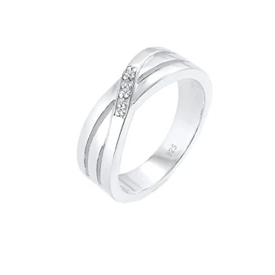 Obrázek Elli DIAMONDS prsten dámský Cross Over zasnoubení s diamantem (0,015 ct.) ze sterlingového stříbra 925, Fazetový brus, Diamant