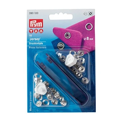 Obrázek PRYM 390100 Nähfrei 10 Jersey Druckknöpfe Werkzeug, 8 mm silberfarbig, Silber