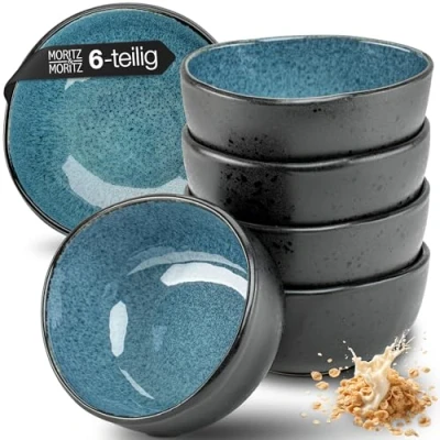 Obrázek Moritz &amp; sada 6dílná misek na müsli ORGANIC modrá, bowls s moderním designem, objem cca 500 ml, jedinečný barevný průběh, robustní a vhodné do myčky