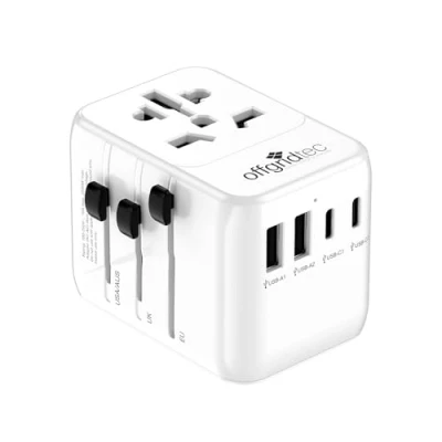 Obrázek Offgridtec Cestovní adaptér univerzální po celém světě 2 x USB a C bílý