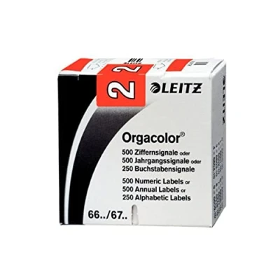 Obrázek Leitz 66021000 Orgac Tricolor číslice signální 2, 500 kusů, Červená