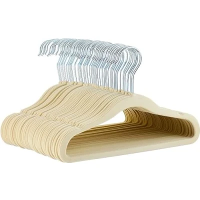 Obrázek AmazonBasics Dětský věšák , sametový potah, balení 50, béžová