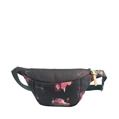 Obrázek Hip Bag, stylová náprsní taška, taška na opasek se 2 přihrádkami, Travel Pack, Heritage přes rameno, festival, ledvinka, 25 x 14 8 cm, černá růže