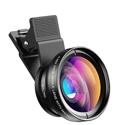 Obrázek APEXEL Univerzální sada objektivů pro fotoaparát telefonu, 0,45 x širokoúhlý objektiv 140 + 12,5 makro objektiv, nasazovací telefonu iPhone, Samsung a většinu smartphonů Android