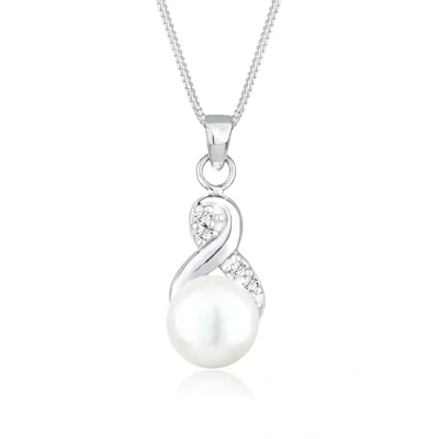 Obrázek Elli Dámský náhrdelník Infinity Elegant se sladkovodní perlou a krystaly ze sterlingového stříbra 925, Krystal