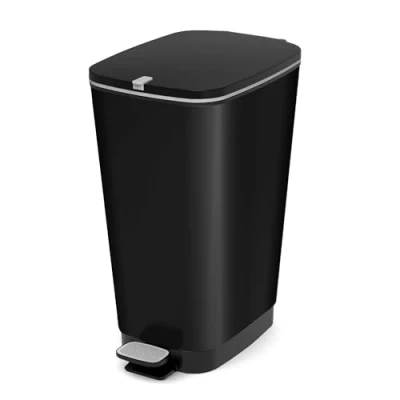 Obrázek CURVER KIS Chic Bin Style Treteimer 45 Liter mit Deckel und Pedal, Müllbeutelaufhängung, schwarz metallic, 29 x44,5 x 60,5 cm