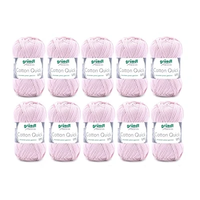 Obrázek Gründl Cotton Quick Uni pletací příze/háčkovací příze, 10 klubko à 50 g (barevná příze ze 100% bavlny, certifikace Öko Tex, / 125 m, tloušťka jehlic: 3 4, x g), růže, 29 12 7 cm