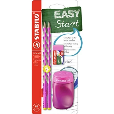 Obrázek Školní sada pro leváky STABILO EASYgraph S v růžové vč. ořezávátka + gumy