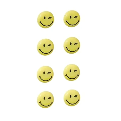 Obrázek FRANKEN magnety Happy se smajlíkem, kulaté, 8 kusů, vysoce kvalitní lepicí pro kancelář, domácnost, dílnu, ideální bílé tabule, lednici, tabuli nebo výstavy, 20 mm, žluté, HM20S/8