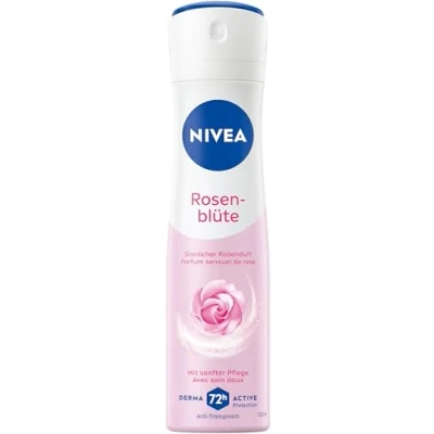 Obrázek NIVEA Deodorantní sprej s růžovými květy, antiperspirant chrání 72 h před potem a tělesným zápachem, deodorant se smyslnou vůní růžových květů (150 ml)