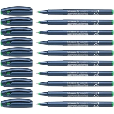 Obrázek Schneider Topball 857 kuličkové pero (stabilní kovová špička, 0,6 mm) balení po 10 kusech zelené