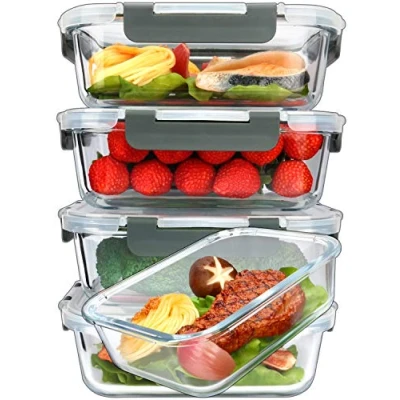 Obrázek MCIRCO Glas Frischhaltedosen 1040ml 5er Set klick It Dosen mit Deckel Silikon Dichtungsring Glasbeh?lter Meal Prep
